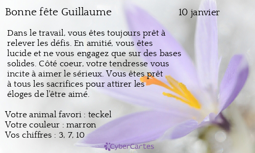 Carte Bonne Fete Guillaume 10 Janvier