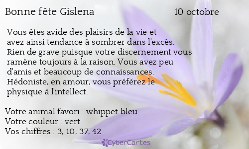 Carte bonne f&ecirc;te Gislena