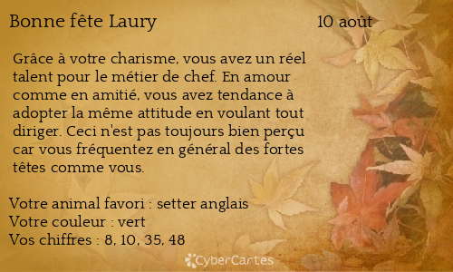 Carte bonne fête Laury