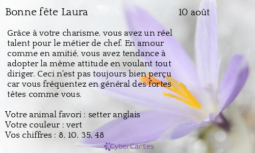 Carte Bonne Fete Laura 10 Aout