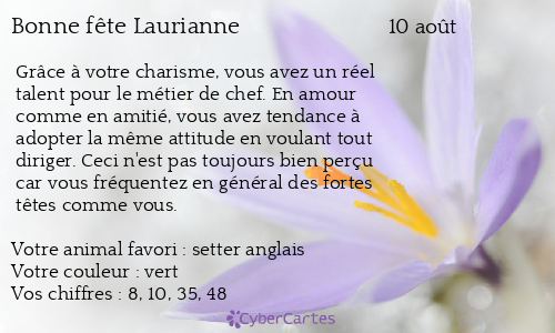 Carte bonne f&ecirc;te Laurianne