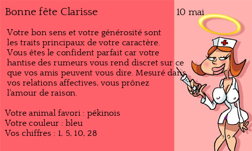 Carte bonne fête Clarisse