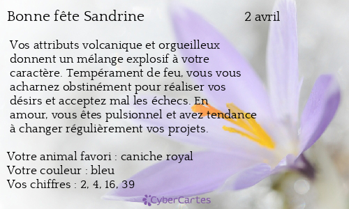 Carte Bonne Fete Sandrine 2 Avril