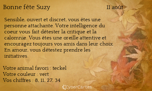 Carte bonne fête Suzy