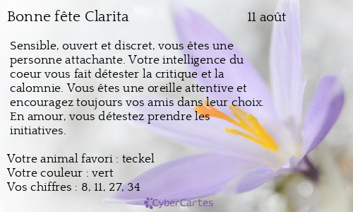 Carte bonne fête Clarita