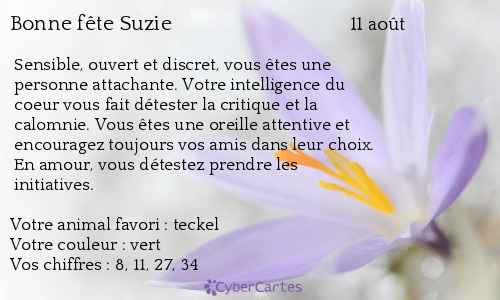 Carte bonne fête Suzie