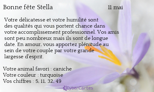 Carte Bonne Fete Stella 11 Mai