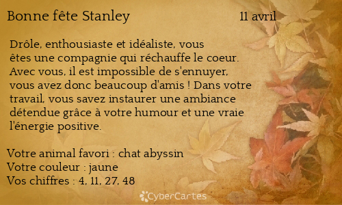 Carte bonne fête Stanley
