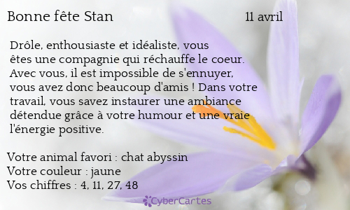 Carte bonne fête Stan