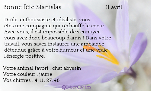 Carte bonne fête Stanislas