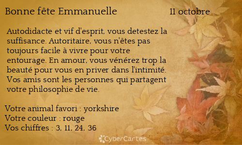 Carte bonne fête Emmanuelle