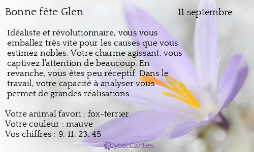 Carte bonne fête Glen