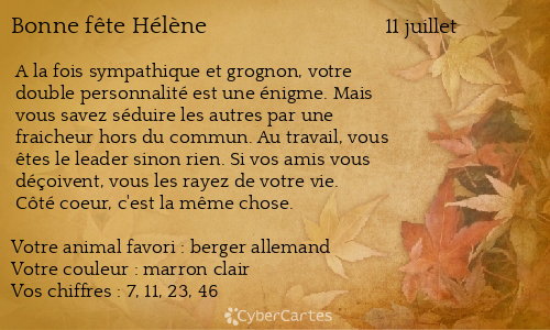 Carte bonne fête Hélène