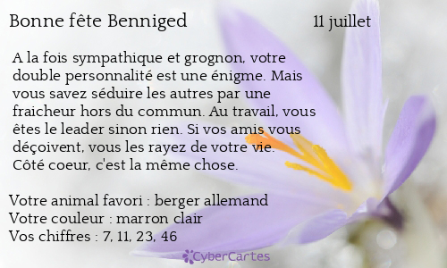 Carte bonne fête Benniged