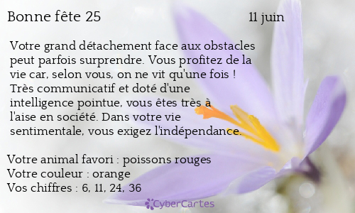 Carte bonne fête 25