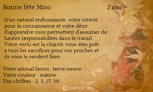 Carte bonne fête Nino
