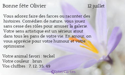 Carte Bonne Fete Olivier 12 Juillet