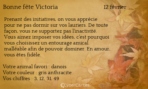 Carte bonne fête Victoria