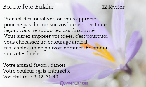 Carte bonne fête Eulalie