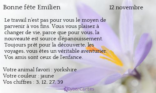 Carte bonne fête Emilien