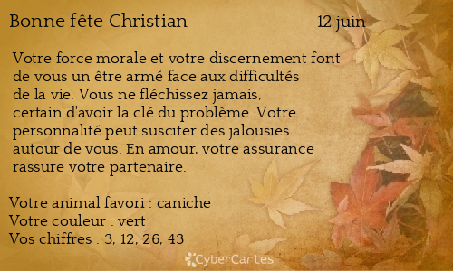 Carte bonne fête Christian