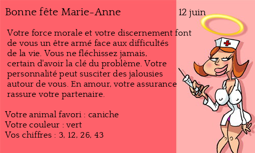 Carte bonne fête Marie-Anne