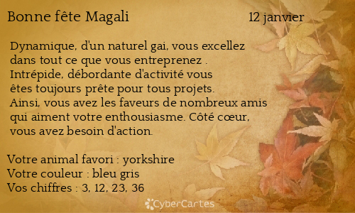 Carte Bonne Fete Magali 12 Janvier