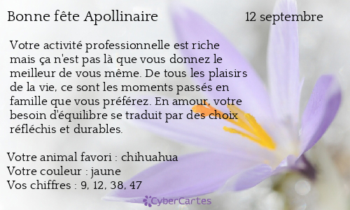 Carte bonne fête Apollinaire