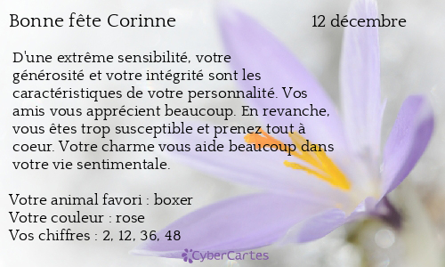 Carte Bonne Fete Corinne 12 Decembre