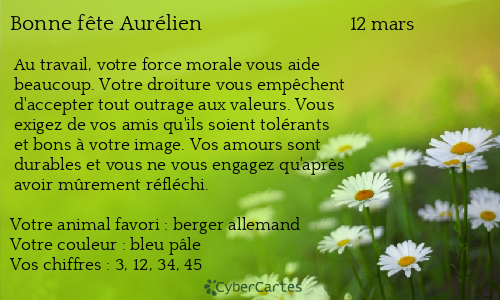 Carte bonne f&ecirc;te Aur%C3%A9lien