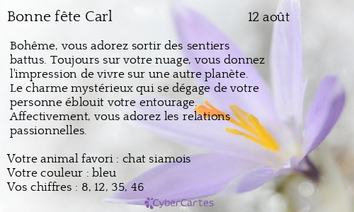 Carte bonne fête Carl