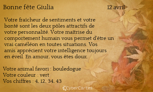 Carte bonne f&ecirc;te Giulia