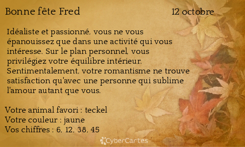 Carte bonne fête Fred