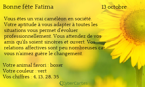 Carte bonne fête Fatima