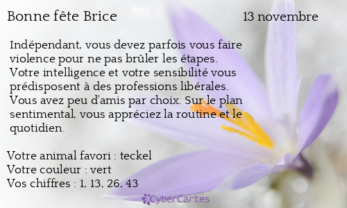 Carte Bonne Fete Brice 13 Novembre
