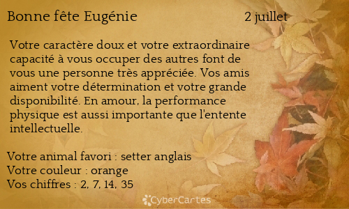 Carte bonne fête Eugénie