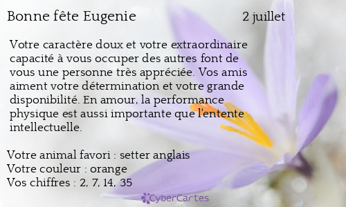 Carte bonne fête Eugenie