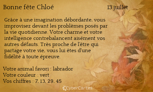 Carte bonne fête Chloé