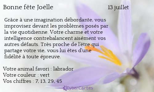 Carte bonne fête Joëlle