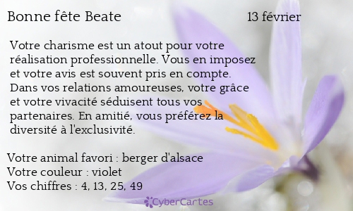 Carte bonne fête Beate