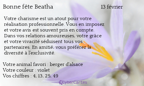 Carte bonne fête Beatha