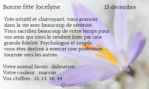 Carte bonne fête Jocelyne