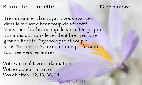 Carte Bonne Fete Lucette 13 Decembre