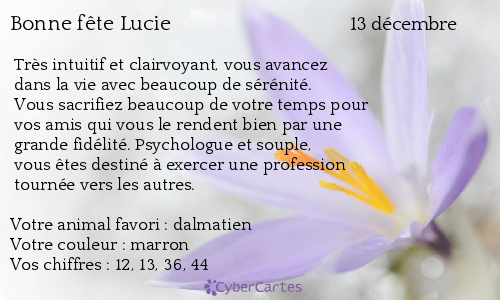 Carte Bonne Fete Lucie 13 Decembre