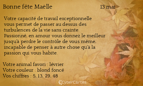 Carte bonne fête Maëlle