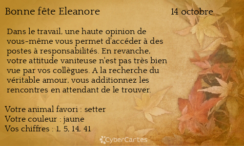 Carte bonne fête Eleanore