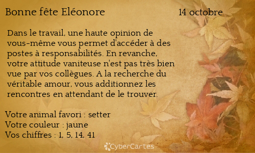 Carte bonne fête Eléonore