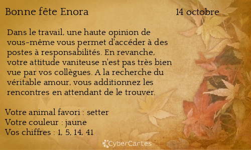 Carte bonne fête Enora