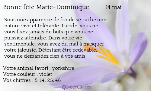 Carte bonne fête Marie-Dominique