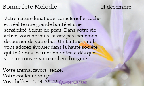 Carte bonne fête Melodie